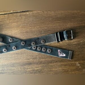 Roxy Grey Canvas Belt with Floral Stud accents